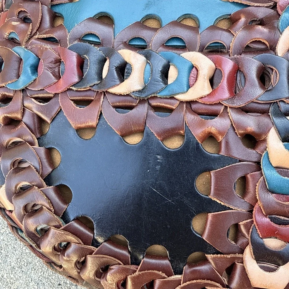 PATRICIA NASH PISTICCI TURQUOISE MULTI-COLOR LINKED LEATHER SHOULDER‎ BAG